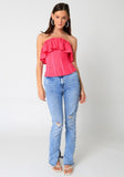 Pink Eyelet Strapless Top