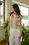 Natural Sand Crochet Button Tank