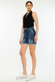 Darkwash Denim Distressed Bermuda Shorts