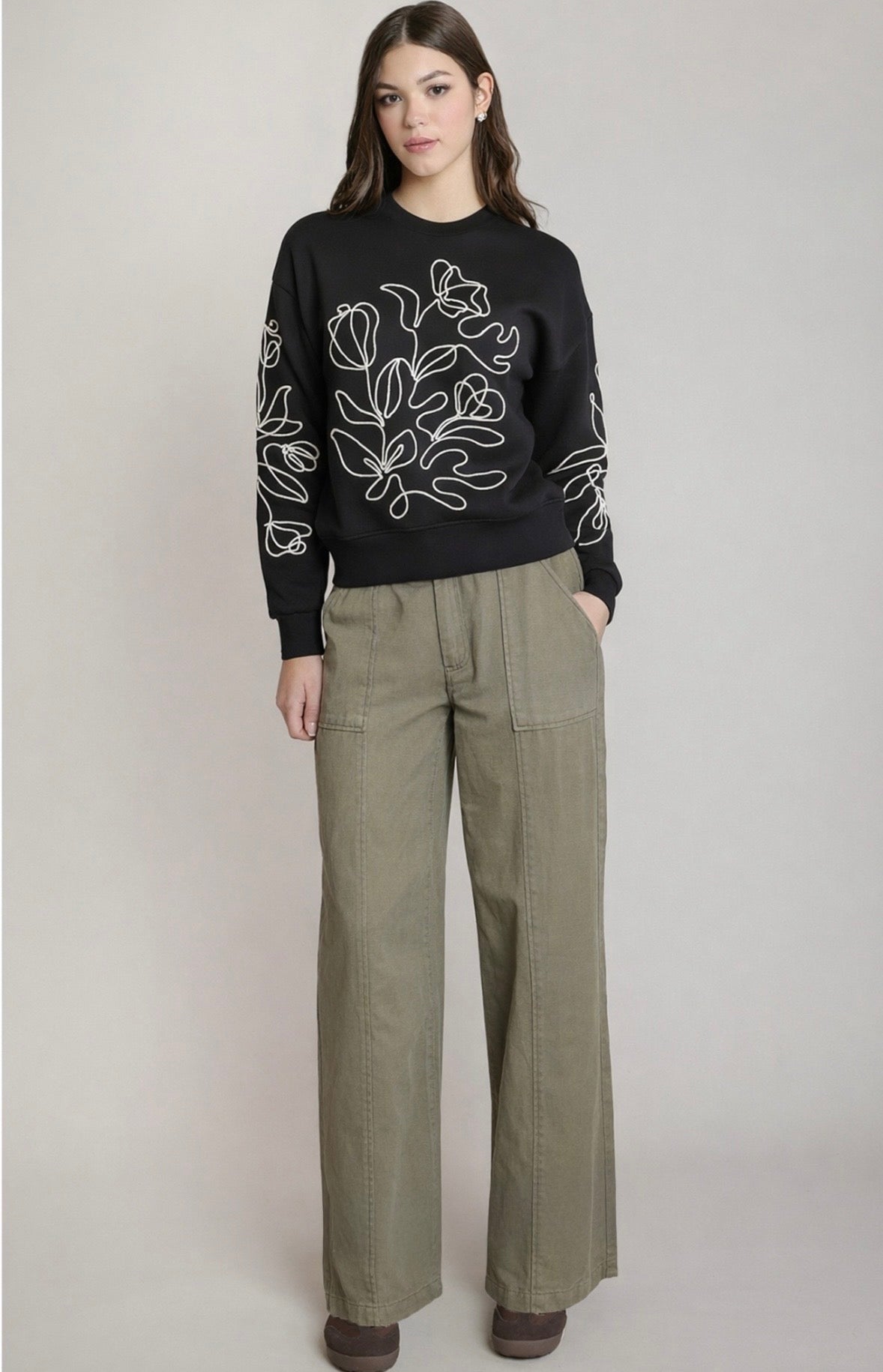 Black Floral Sweatshirt