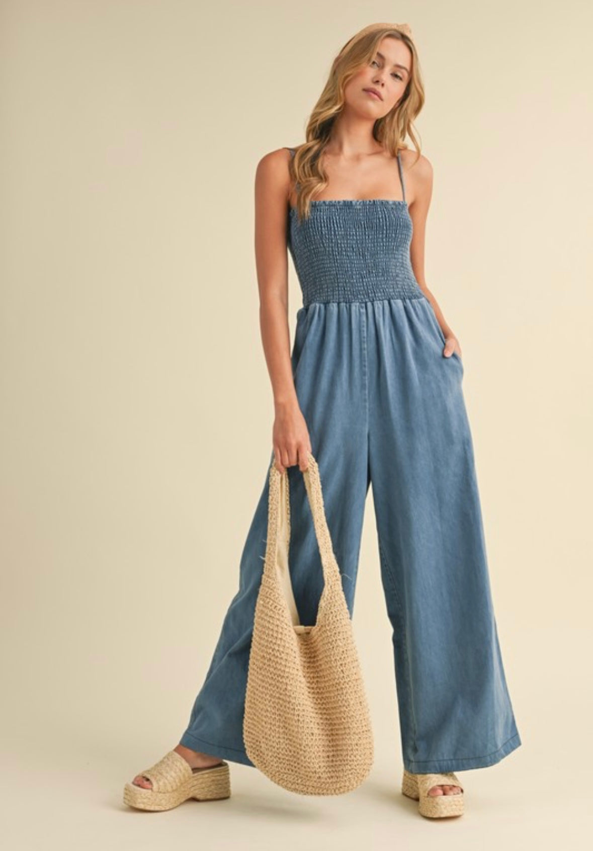 Denim Wide Leg Jumpsuit