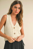 Cream Button Sweater Vest