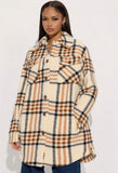 Cream Plaid Sherpa Coat