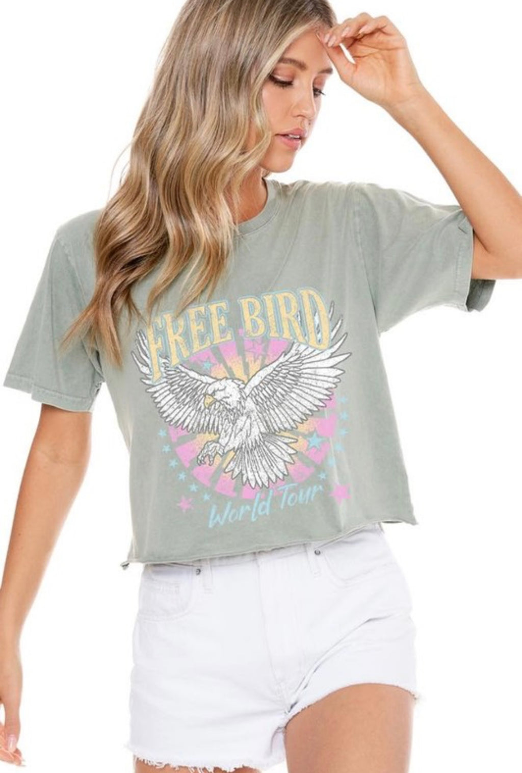 Sage Free Bird Cropped Tee