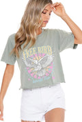 Sage Free Bird Cropped Tee