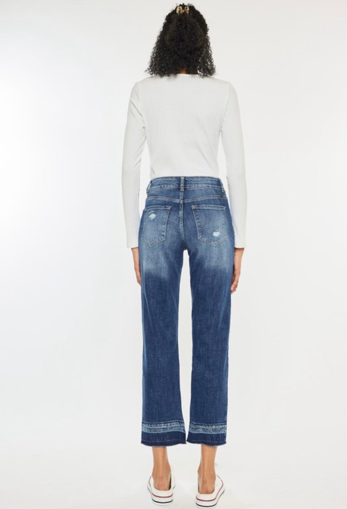 High Rise Cropped Release Hem Jeans