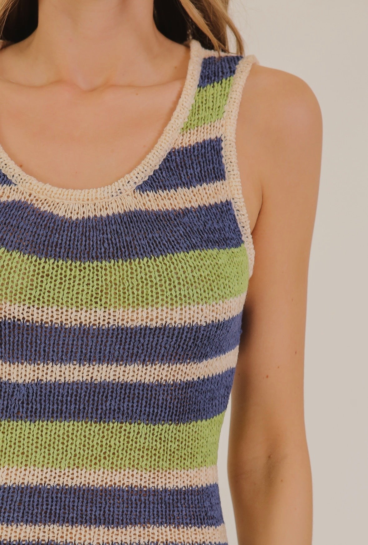 Navy Stripe Knit Maxi Dress