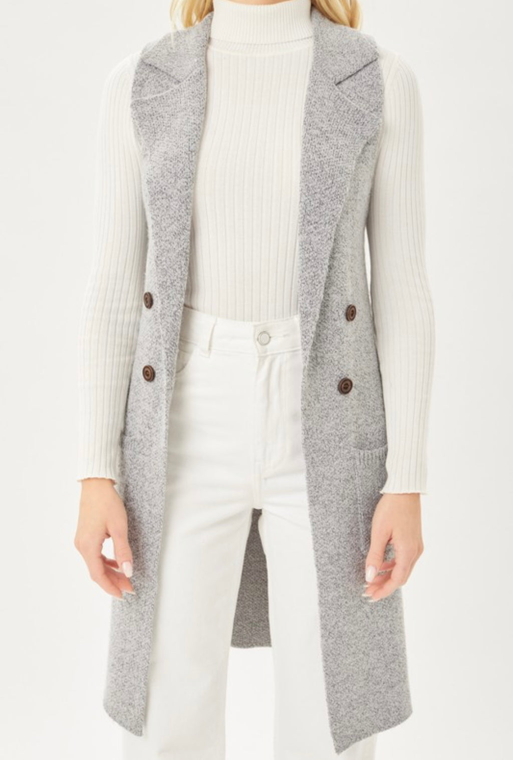 Grey Sweater Duster Vest