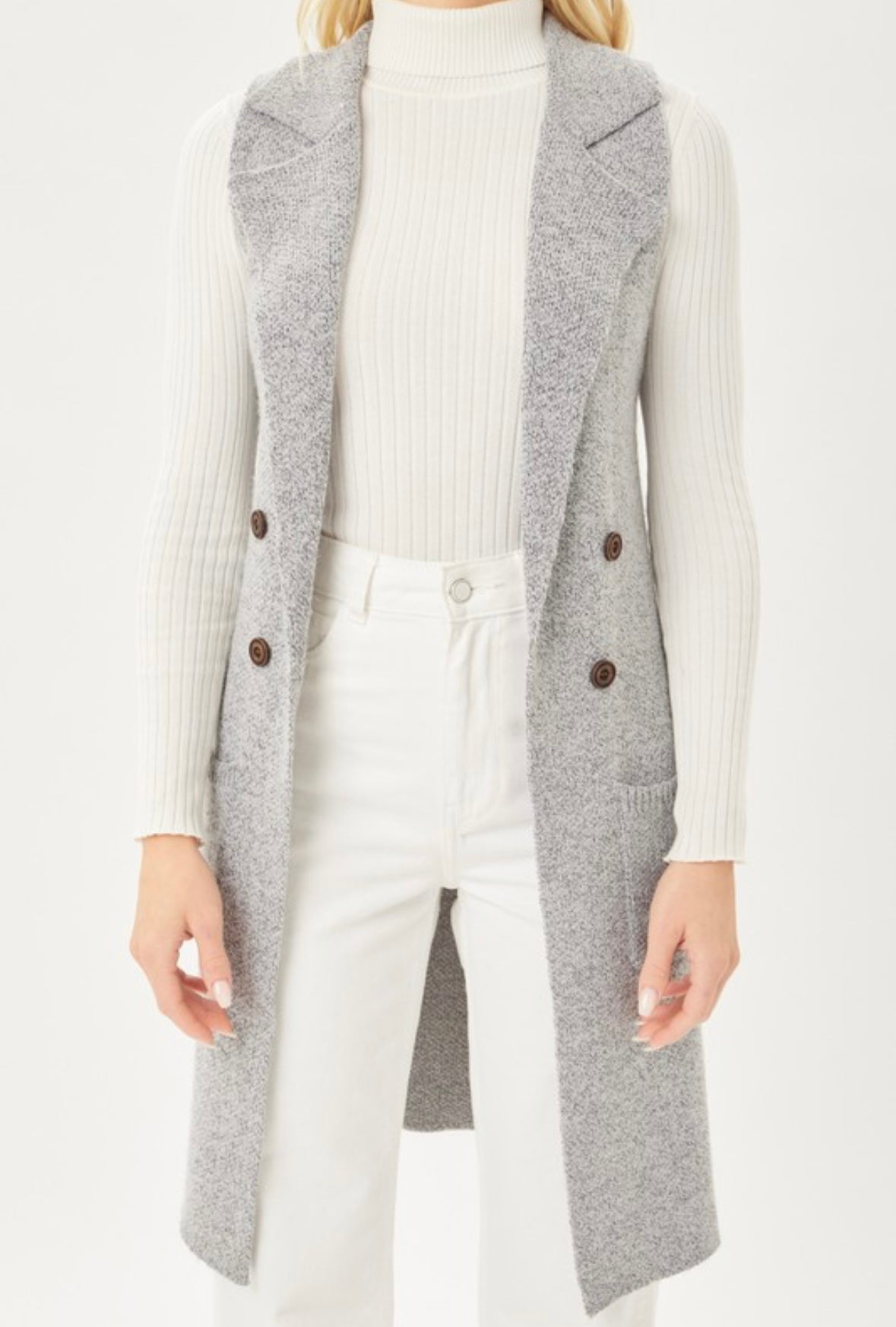 Grey Sweater Duster Vest