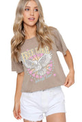 Mocha Free Bird Cropped Tee