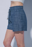 Indigo Linen Drawstring Shorts
