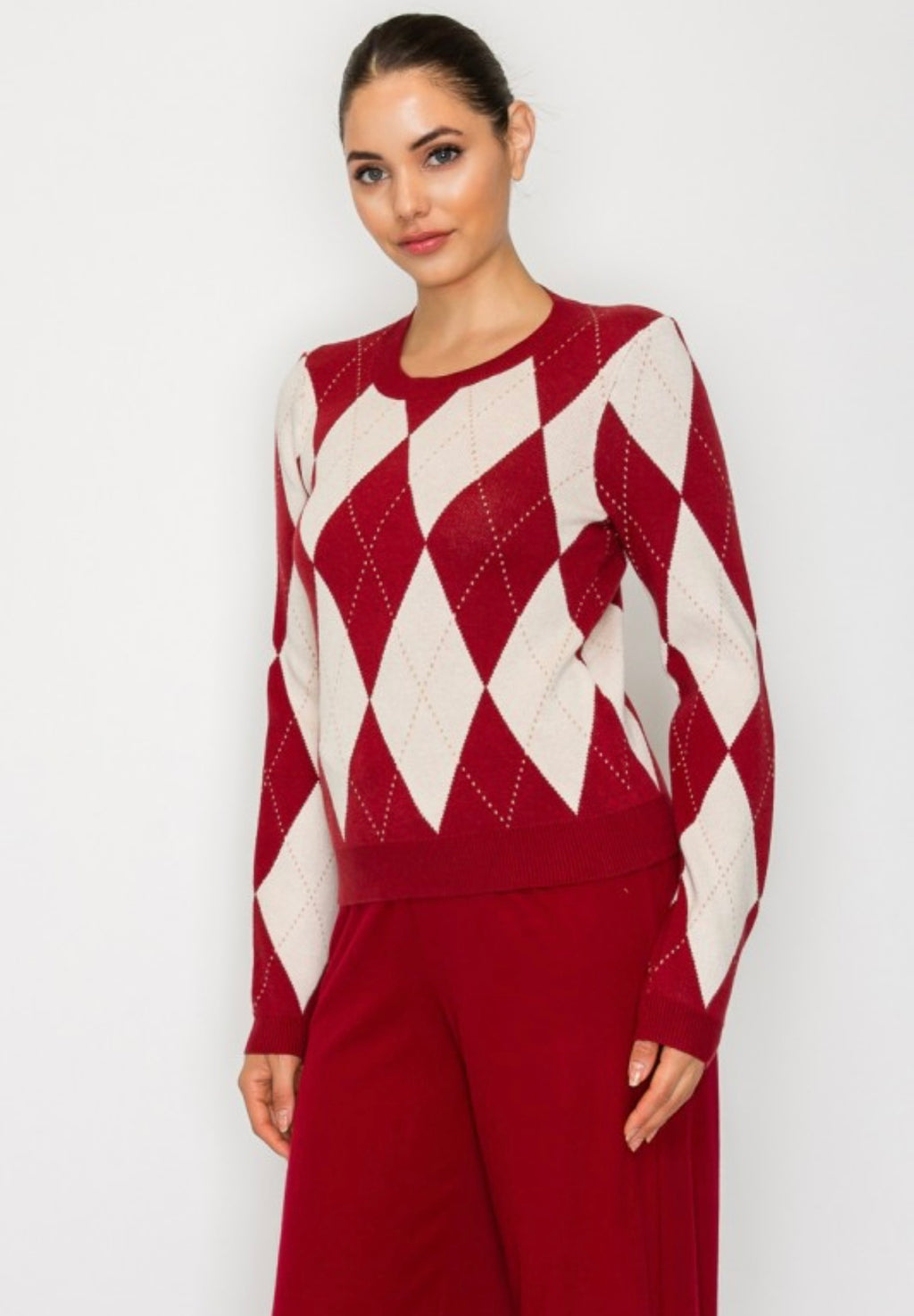 Burgundy Argyle Sweater