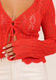 Red Crochet Tie Cardigan