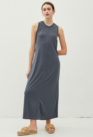 Grey Crewneck Tank Maxi Dress