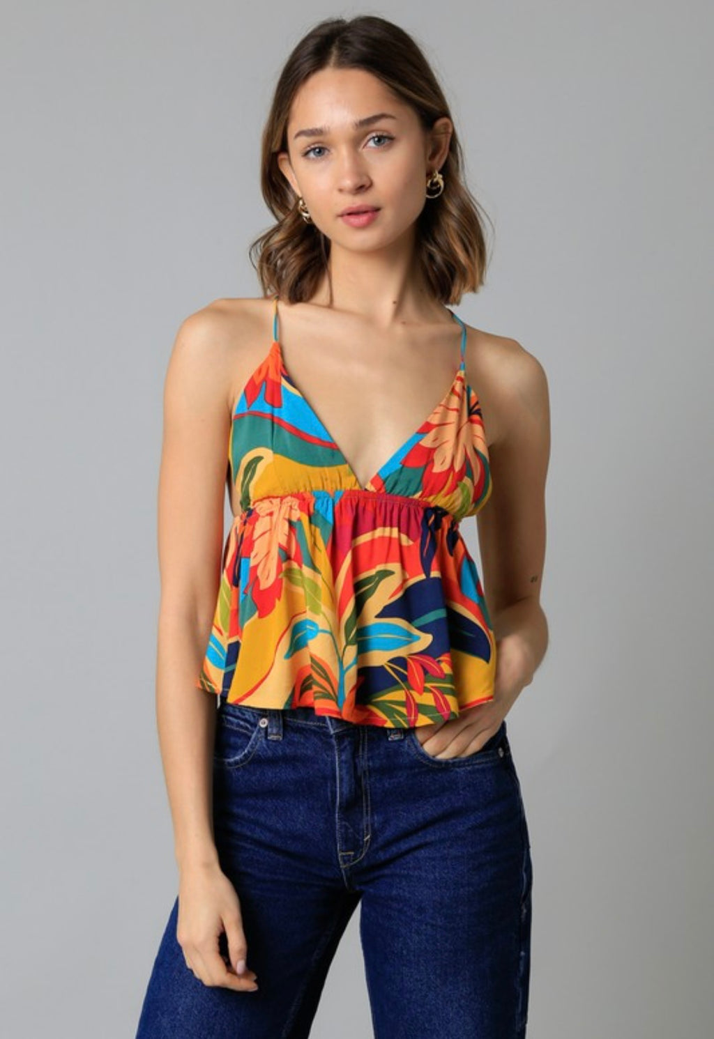 Tropical Peplum Top