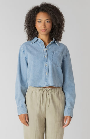 Denim Cropped Button Down