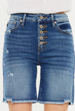 High Rise Button Fly Bermuda Shorts
