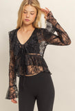 Black Lace Tie Top