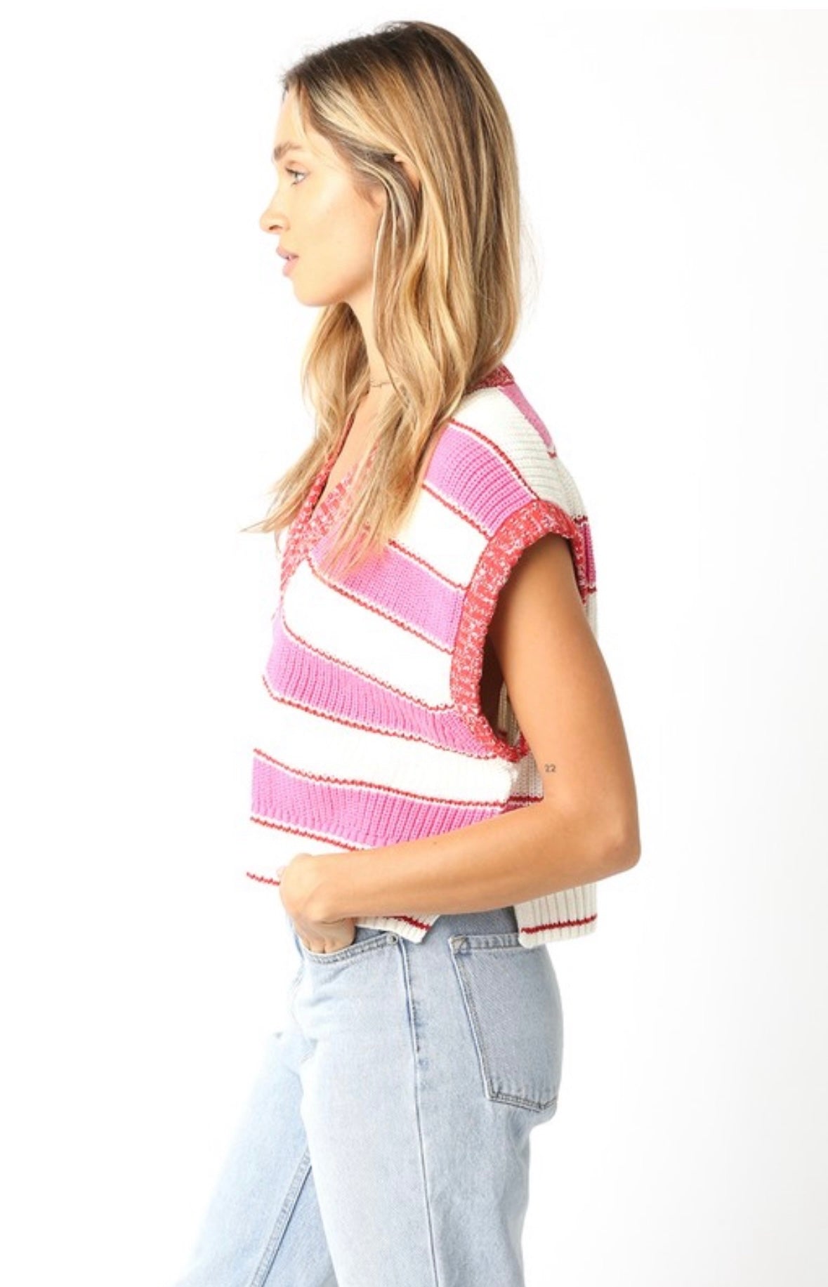 Pink Stripe Sweater Vest