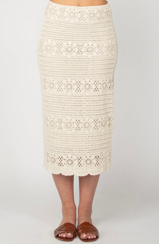 Cream Crochet Midi Skirt