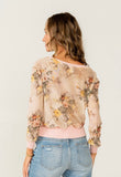 Pink Floral Sheer Cardigan