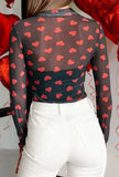 Black Sheer Heart Top