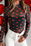 Black Sheer Heart Top