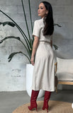 Cream Linen Belted Shirt Dress
