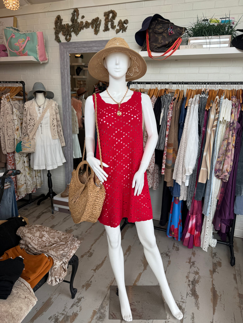 Red Crochet Dress