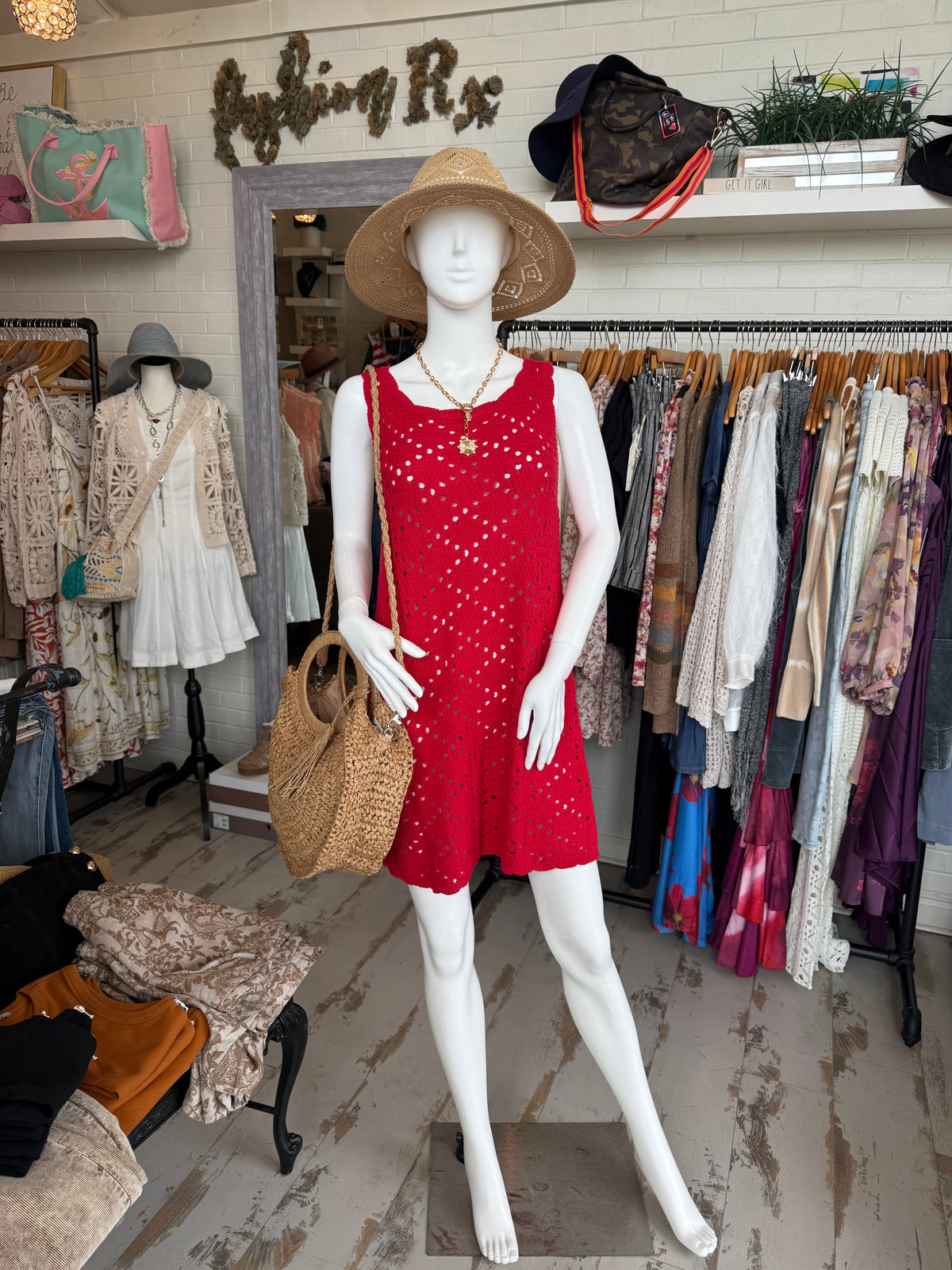 Red Crochet Dress