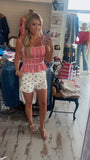 Red Tiered Lace Trim Tank Top