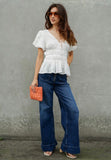 White Smocked Peplum Top