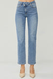 High Rise Crossover Straight Leg Jeans