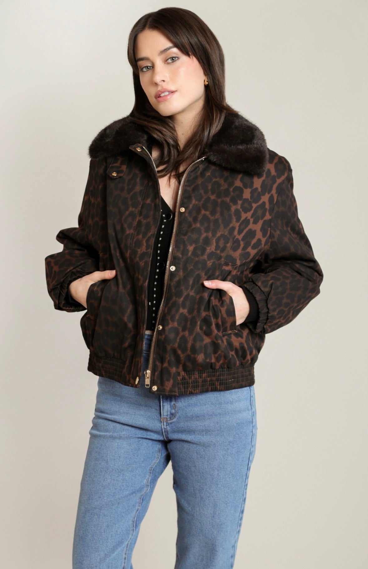 Leopard Collard Coat