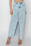 High Rise Denim Slit Maxi Skirt