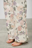 Cream Floral Wide Leg Jeans