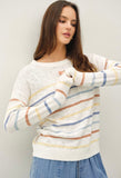 White Multi Stripe Pocket Sweater