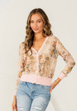 Pink Floral Sheer Cardigan