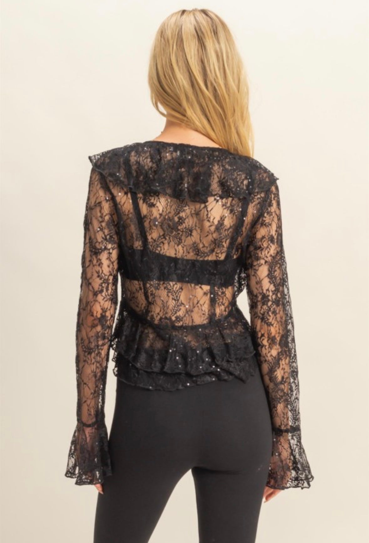 Black Lace Tie Top