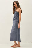 Charcoal Ribbed Strapless Dress
