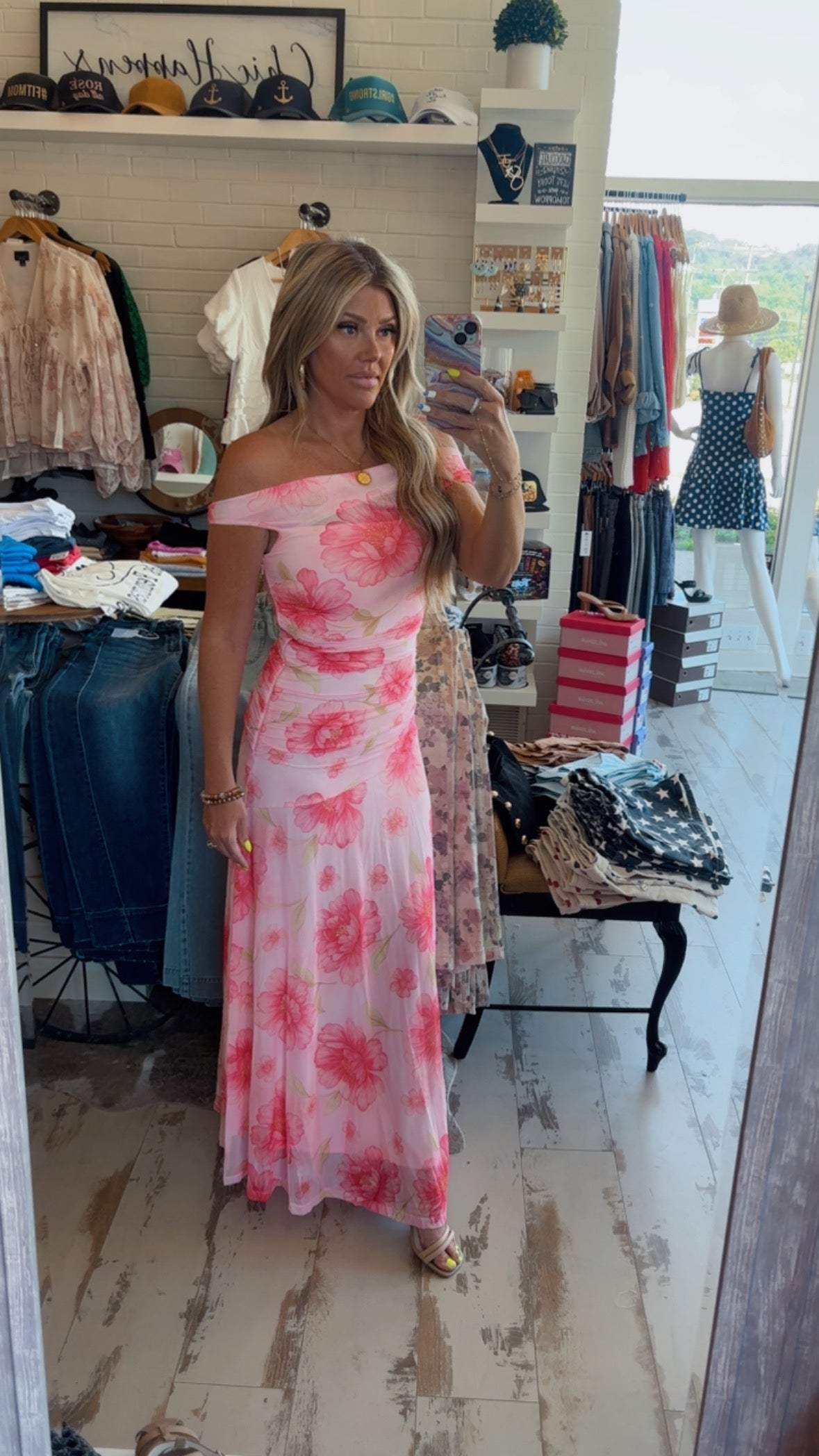 Pink Floral Mesh Dress