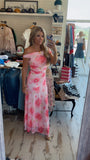 Pink Floral Mesh Dress