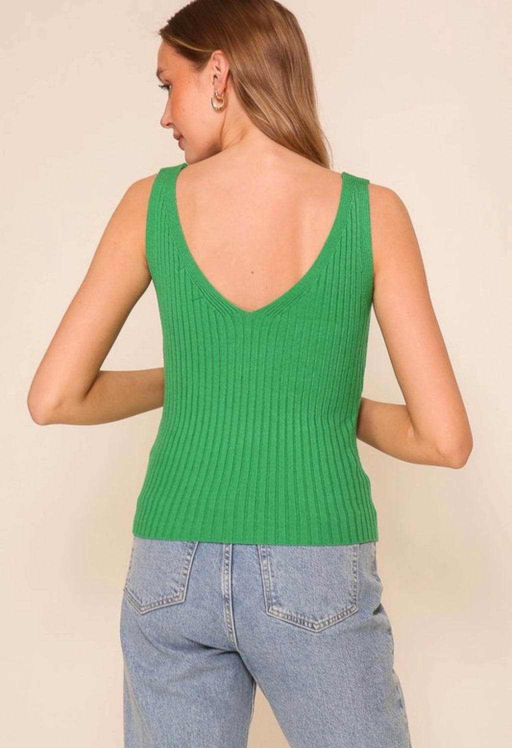 Green Ribbed Knit Cami