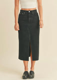 Black Denim Slit Skirt