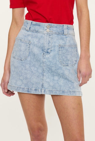Floral Jean Skirt
