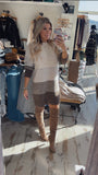 Cream Colorblock Sweater Dress