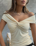Yellow Off The Shoulder Twist Top