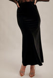Black Velvet Midi Skirt