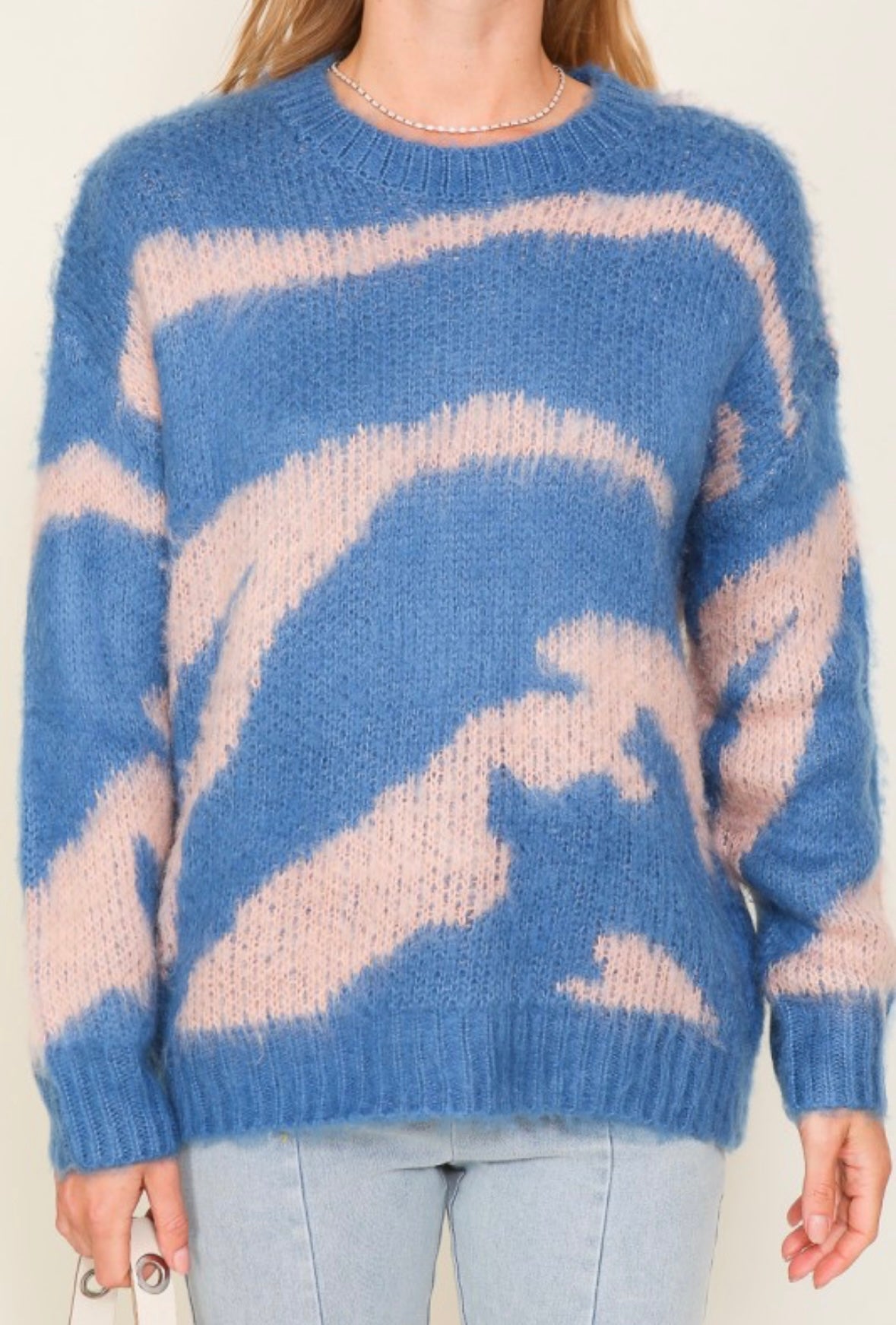 Blue Tiger Long Hair Sweater