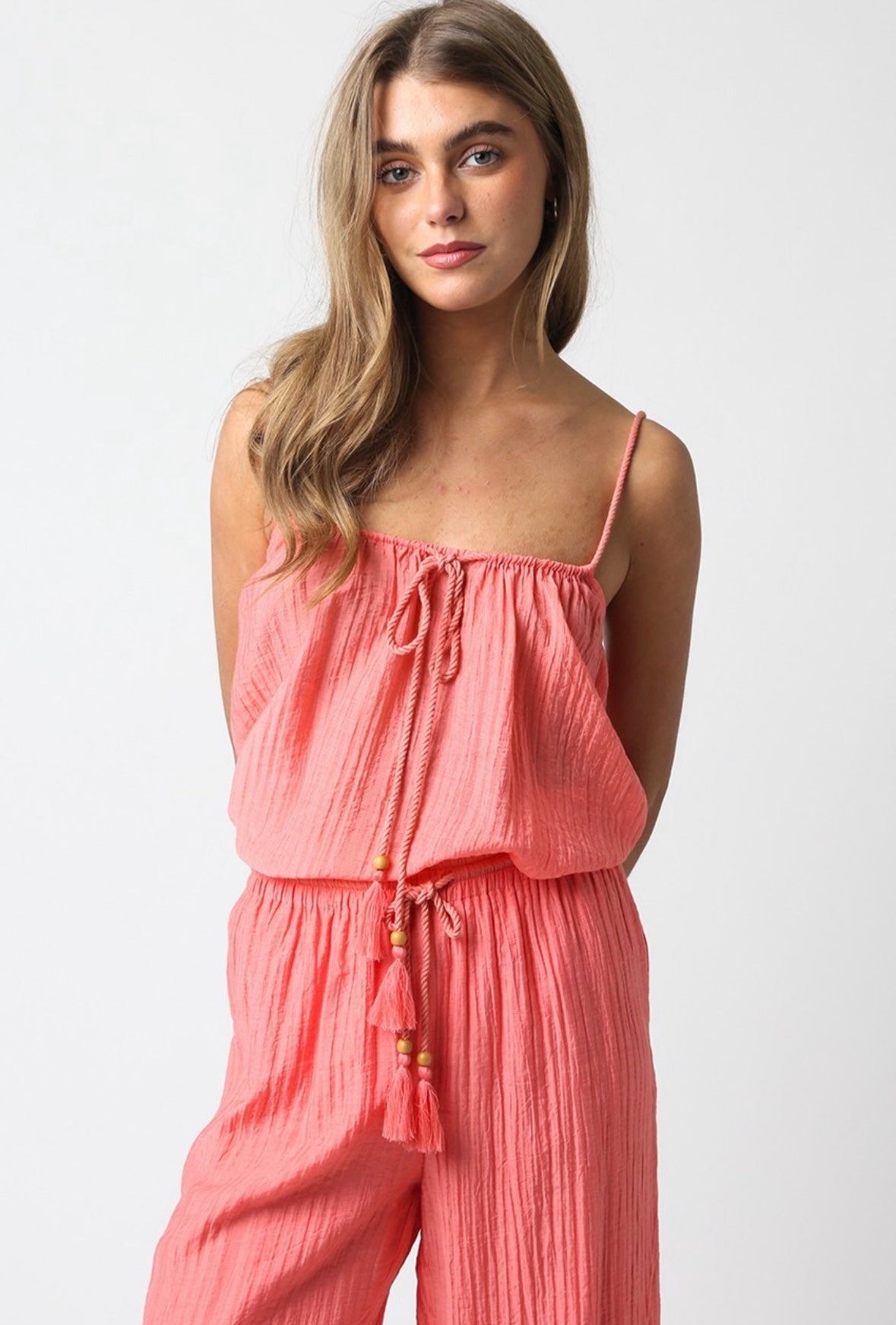 Coral Crinkle Rope Tank